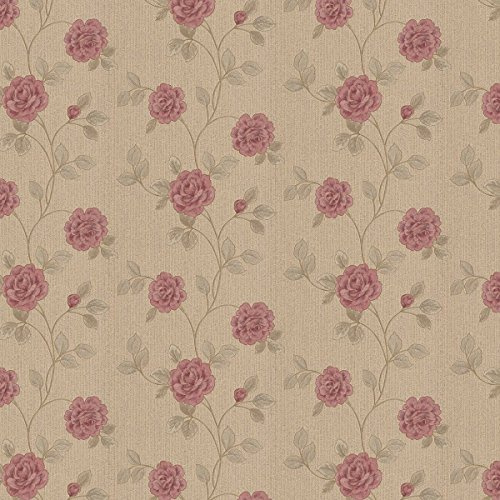 MyTinyWorld Pack of 5 Dolls House Dark Pink Climbing Rose Wallpaper Sheets