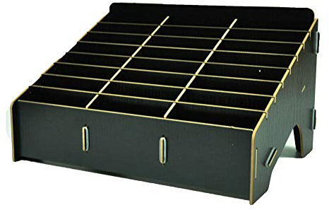XICHENGSHIDAI Handygarage für die Schule mit 24 Fächern, Schwarz | Schwarze Handybox in Holzoptik für bis zu 24 Handys, Taschenrechner oder Stempelkissen in Klassenzimmer und Büro.