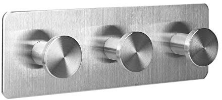 Ambrosya - Handtuchhalter ohne Bohren - Haken Selbstklebend Bad Accessoires Badezimmer Deko Handtuchhaken Kleiderhaken Wand Garderobe Küche (Edelstahl (Gebürstet), 1 x 3)
