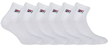 FILA Calzini Uomo Cotone Set di 6 Calze Sportive Uomo, Vestibilità Perfetta e Antiscivolo, Bianchi, Taglie 43/46