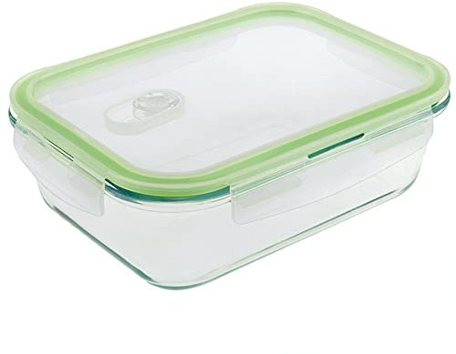 PrimeMatik - Recipiente para Alimentos hermético de Cristal con válvula Activa de 1500 ml