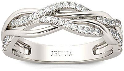 Jeulia Celtic Ring 925 Sterling Silver Cubic Zirconia Eternity Anniversary Promise Infinity Engagement Wedding Band Rose Gold Celtic Knot Ring for Women Ladies Jewellery Gift (Silver, N-½)