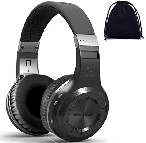 Bluedio Turbine H Wireless Bluetooth 5.0 Stereo Kopfhörer mit Mikrofon, Shocking Bass Kopfhörer mit Aufbewahrungstasche für Musikbegeisterte, Sprachsteuerung (On Ear, Schwarz)