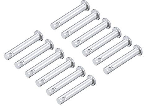 sourcing map 12 Stück Steckbolzen Einloch Gabelbolzen Gabelkopfstifte Flachkopf,6mm X 35mm Splintstift Verzinkung Massiver Stahl Lochbolzen