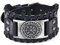 Schwarzes Lederarmband Viking Vegvisir Compass Nordic Runes Leder Armband Armreif für Herren
