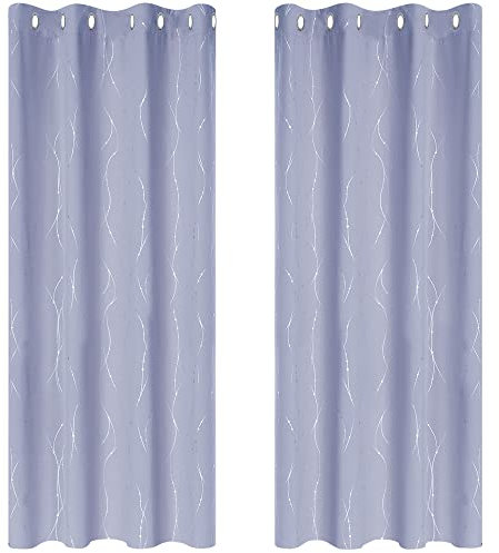 Deconovo Blackout Gardinen, Verdunkelungsvorhänge mit Ösen, Thermogardinen für Wohnzimmer, 138x117 cm(HöhexBreite), Lavendel, 2er Set