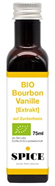 SPICE BIO Bourbon Vanille Extrakt, 75 ml natürliches Vanilleextrakt flüssig aus BIO Vanille, hochwertige Essenz aus Madagaskar Vanilleschoten, ideal zum Backen & Verfeinern, OHNE Alkohol