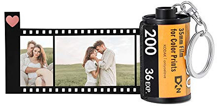Jewel Personalisierte Foto Schlüsselanhänger mit 10 Fotostücken Gravur Druck Kamera Filmrolle Schlüsselbund Auto Bild Album Schlüsselring Geschenk für Herren Frauen Valentinstag Muttertag