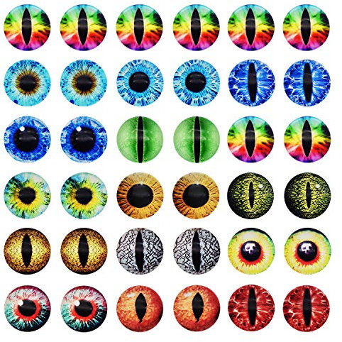 Julie Wang 180 Stück Drachenaugen Glas Cabochon Augen für Tonpuppen Herstellung von Skulpturen Requisiten Handwerk DIY Fundstücke Schmuckherstellung Gemischte Größe