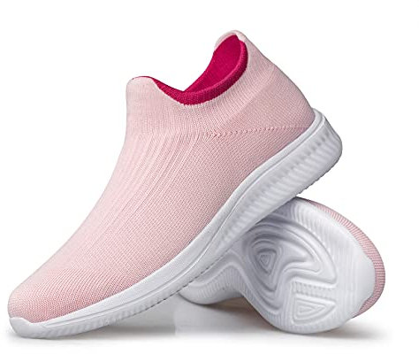 vibdiv Slip-on Sneakers Damen Wanderschuhe Bequem Leicht, Rosa 40