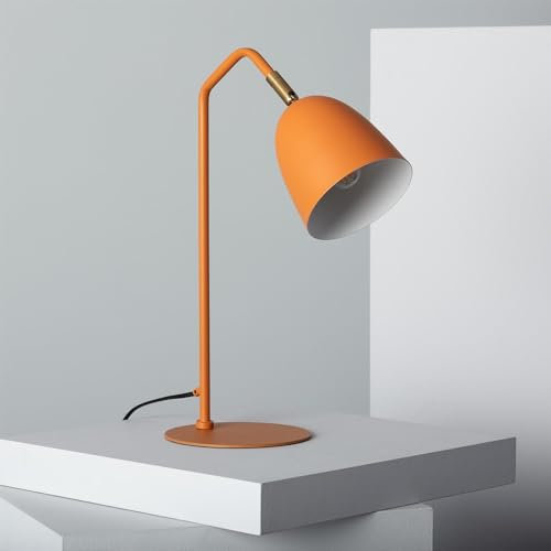 LEDKIA LIGHTING - Schreibtischleuchte Areso | Modernes Design | Farbig | E27 Fassung | Vielseitige Beleuchtung | Safranorange, Metall