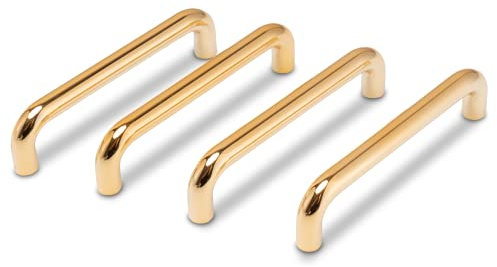 OL 4 St. Bügelgriffe Möbelgriffe Kunststoff - für Schränke, Schubladen und Türen (Lochabstand 96 mm, Gold)