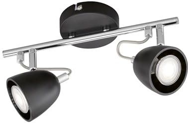 FHL easy! Industrial Style Deckenstrahler GEMMA 2 flammig - LED Deckenspot Schwarz / Chromfarben