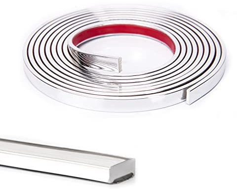 Art3d 30 Ft Peel and Stick Flexible Vinyl Molding Trim for Wall Tile Edges, Kitchen backsplash, Mirrior Frame in Stainless Steel