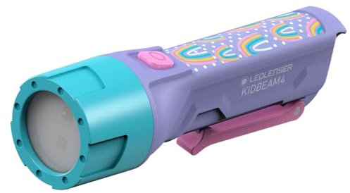Ledlenser KidBEAM4 Kids Torch, 4 Colour LED AAA Battery Powered Flashlight, Lightweight 72g, Inc Pocket Clip, Auto Shut-Off Feature, Excellent for Reading, Camping & Night Time Fun, Gift for Children
