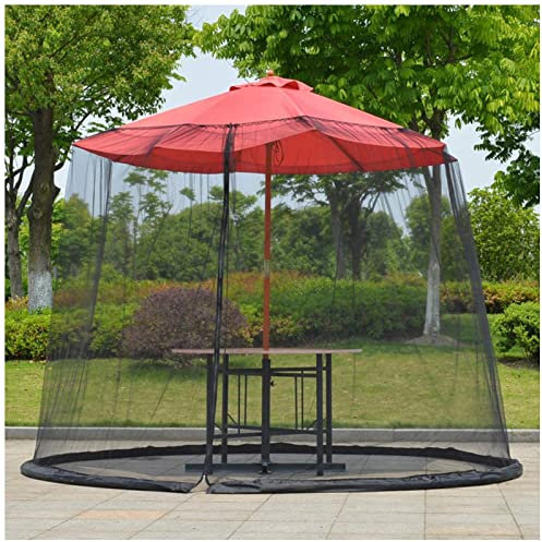 WRTN Parapluie Moustiquaire, Écran en Maille Polyester avec Fermeture Éclair, Parasol Moustiquaire Anti-Insectes Couverture pour Parasol De Jardin Extérieur, Noir (300 X 230 Cm)