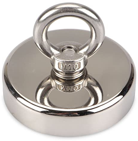 magnets4you - Ösenmagnet Ø 80mm | Beschichtung: Zink | hält ca. 250 kg | Gewinde M8 | Magnetöse, Deckenöse, Wandöse, Extreme Haftkraft, Magnetfischen