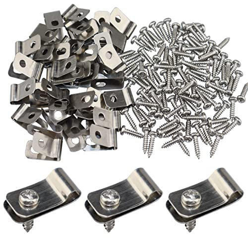 Drahtzaun-Clips, 100 Stück, Zaun-Drahtklemmen, Edelstahl-Befestigungsclips mit 100 Stück Edelstahlschrauben für 12–16 Gauge geschweißten Draht an Holz, Metall oder Vinylzaun (100 Stück)