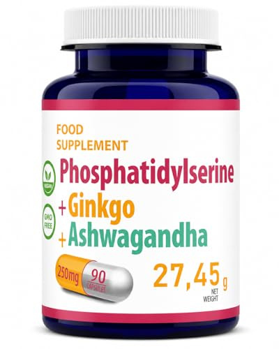Hepatica Phosphatidylserin + Ginkgo Biloba + Ashwagandha | PS 100 mg, Ginkgo 50:1 standardisiert 24%/6%, Ashwagandha 5:1 | 90 vegane Kapseln | Withania somnifera | GMP & Laborgeprüft