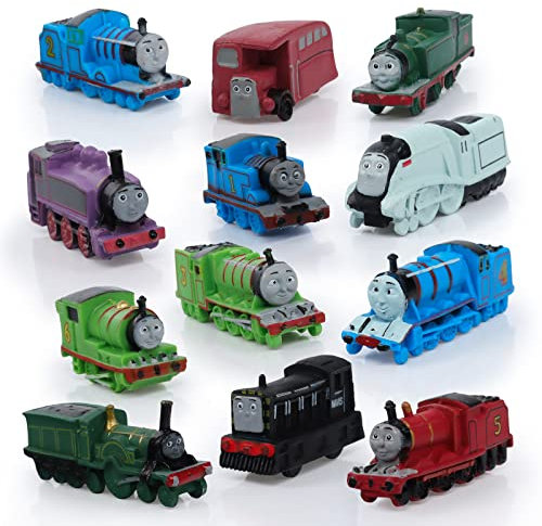 Gxhong 12 Stück Thomas & Friends Mini Figures Set, Thomas Figuren Spielzeug Kuchen Topper für Kinder Geburtstag Party Kuchen Dekoration Supplies