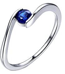 Ring Saphir Damen, Memento Mori Ring 18 Karat (750) Weißgold 0,28ct Blau Rundschliff Größe 60 (19,1)