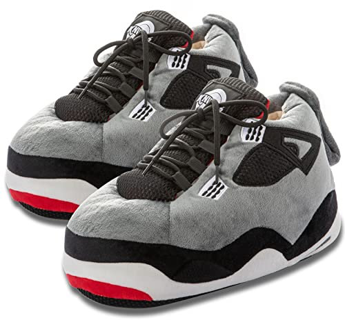 Knuffis Pantofole a forma di sneaker, da donna e uomo, in peluche, divertenti, numero 36-45, grigio., 36/45 EU