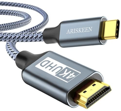ARISKEEN Cable USB C a HDMI 4K@60Hz 5M,Cable USB 3.1 Tipo C a HDMI [Compatible con Thunderbolt 3/4] para MacBook Pro/Air,para Galaxy S8 a S23,para iPhone 15/Pro/Plus/MAX,para iMac,para Surface