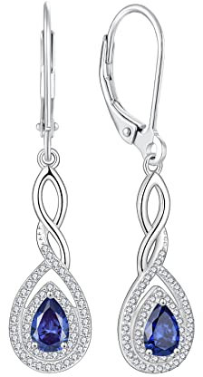 FJ Damen Ohrringe Dezember Geburtsstein Tansanit 925 Sterling Silber Tropfen Hängend Unendlichkeit Infinity Schmuck Geschenke für Frauen Mutter Freundin Mama