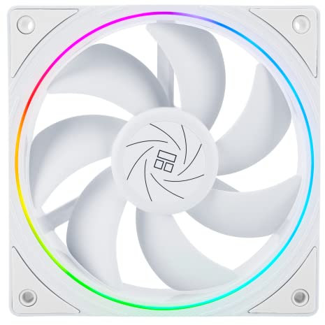 Thermalright TL-S12W CPU Fan, 120mm Case Cooler, 4pin PWM Connector Silent Computer Fan with S-FDB Bearing Included,up to 1500RPM Speed,White, Fine Aperture ARGB