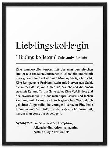 DEFINITION LIEBLINGSKOLLEGIN I ABOUKI KUNSTDRUCK | Beste Kollegin Danke Lieblingskollegin Geschenk Abschied Kollegin Bild Arbeitskollegin Abschiedsgeschenk Geburtstag | Optional Personalisiert