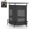GiantexUK Liquor Bar Table, 4-Tier Wine Bar Cabinet with Storage Shelves, 3/6 Glass Holders, Metal Front, 6/7 Adjustable Feet & Footrest, Home Bar Furniture for Cafe Kitchen Bistro (Half Round)