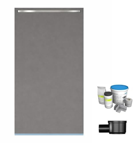 Receveur de douche à carreler 140 x 90 cm WEDI Fundo Riolito Neo + barrette de finition + bonde horizontale + kit d'étanchéité