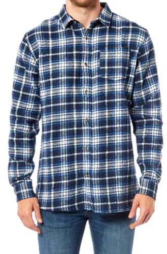 G5 APPAREL Mens Casual Long Sleeve Winter Warm Flannel Check Shirt Blue