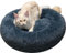 Comlax Beruhigende Donut Hundebetten XXXL, Rundes Kissen mit abnehmbarem waschbarem Bezug, Anti-Angst-Kunstfell-Kuscheltier, Flauschiges, bequemes, pelziges Haustierbett (115cm, Dunkel Grau)