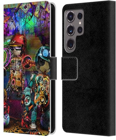Head Case Designs Offizielle Jumbie Art Boombox Roboter Visionär Leder-Wallet-Hülle Kompatibel mit Samsung Galaxy S24 Ultra 5G