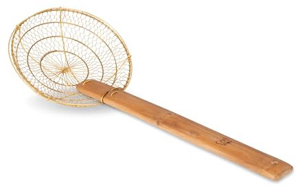 Craft Wok Colador de malla de latón mediano de 8 pulgadas / skimmer de araña Zhao Li, herramienta de cocina robusta y elegante para freír y colar, auténticos utensilios de cocina orientales - /