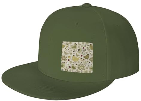 NEZIH Baseballkappe mit gelben Blättern, Huhn-Druck, Outdoor-Sport, Hip-Hop-Stil, verstellbare Kopfbedeckung, Unisex, Teens Cap, Moosgrün, Einheitsgr��e