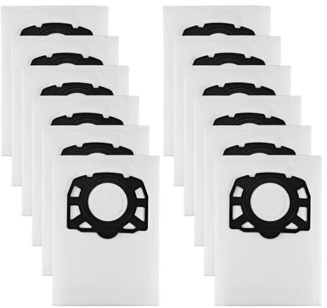 12 Stück Staubsaugerbeutel Weiß für Kärcher WD4,WD5,WD6 Vliesfilterbeutel KFI 487, Staubbeutel für Kärcher MV 4, MV 5, MV 6, WD5P, WD6P Filtertüten Fleece Filter Bags 2.863-006.0 Nass Trockensauger
