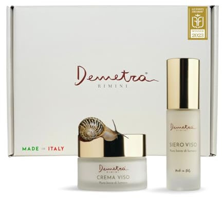 Demetra 2-in-1-Set – Gesichtscreme 85% und Gesichtsserum 90% – Schneckenschleim und Hyaluronsäure (50 ml und 30 ml) regenerierende Behandlung