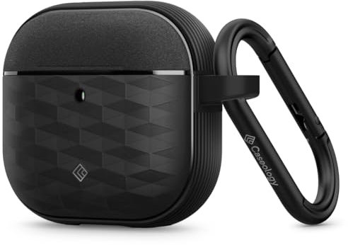 Caseology Parallax für AirPods 4 (2024) Hülle [Starker Schutz] TPU PC Strapazierfähig Mit Karabiner Kompatibel mit Airpods 4 2024 - Matte Black