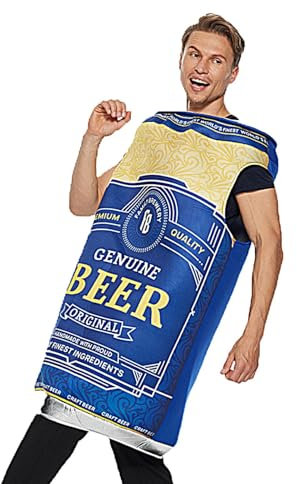 Beer Can Costume for Adults, Beer Can Halloween Costume - Beer Outfits Masquerade Outfits, Beer Bottle Costume for Adults, Beer Costume Sets for Halloween, Carnival, Adults, Theme Weeks