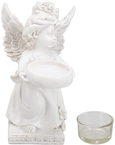 Sunicon Angel Candle Holder,Tea Light Candle Holder Wings Angel Figurines Decorative Resin Candle Organizer for Dinner Balcony Restaurant (Right Type)
