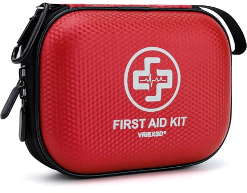 Mini botiquín de primeros auxilios, kit médico de 150 piezas pequeño impermeable de carcasa dura para el hogar, automóvil, viajes, camping, camión, senderismo, deportes, oficina, vehículo y