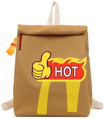 YXTXGUA Retro-Rucksack aus Kunstpapier, niedlich, große Kapazität, Reise-Tagesrucksack, lässig, Segeltuch, lustiges Geschenk für Damen und Herren, Rucksack Set 2 + Pommes Frites, X-Large, Retro