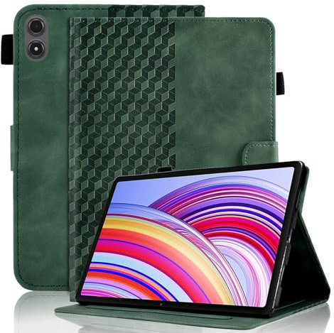 Hülle für Xiaomi Redmi Pad Pro 12.1 Zoll 2024 Tablet Schutzhülle Premium Ledertasche Folio Smart Case mit Auto Schlaf/Aufwach Stifthalter Kartensteckplatz für Xiaomi Redmi Pad Pro, Dunkelgrün