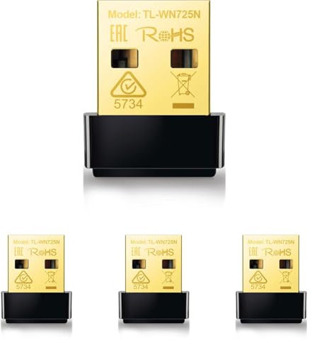 TP-Link TL-WN725N Nano USB WLAN Stick Adapter (bis zu 150Mbit/s, Nano Größe, Soft AP, geeignet für Windows 10/8.x/7/XP, Mac OS 10.9~10.13) schwarz (Packung mit 4)