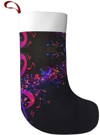 SamLng Colorful Galaxy Music Note Christmas Stockings â€“ Fireplace Hanging Stockings for Holiday Decoration, Xmas Tree Home Décor, Black, One Size