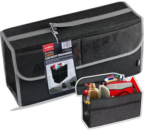 OEMASSIVE Car Boot Organiser Bag Anti Slip Foldable forCar trunk organiser Case Tool Bag Carpet Solution Interior Declutter Boot Tidy Bag Organiser Tools - Suitable for All Vehicles -20x6.11x10 inch