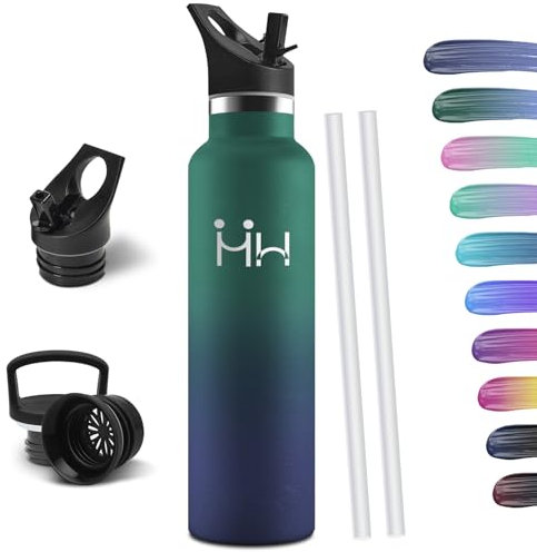 HoneyHolly Bouteille Isotherme 1L, étanche sans BPA, Gourde Isotherme, Double Paroi, Bouteille, 18/8 Acier Inoxydable, Gourde INOX, Bouteille d'eau pour Sport, Randonnée, École, Bureau
