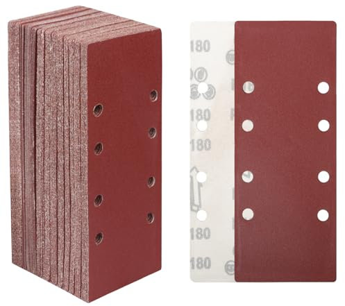 STEBRUAM 30 fogli Abrasivi Carta Vetrata 93 x 230mm,Grana 180 per Levigatrice Rettangolare Legno Orbitale